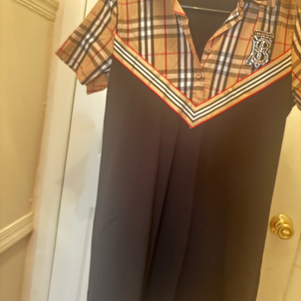 Burberry Beige and Black Plaid Dress